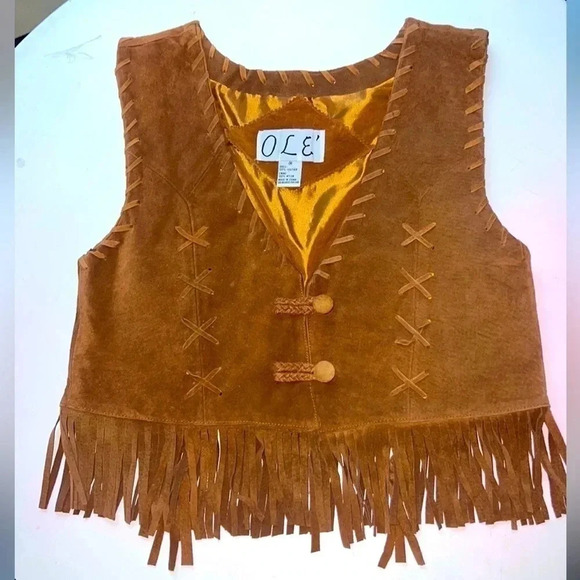 Suede Fringe Vest HIPPIE FESTIVAL Women's Fashion 60's Size M - Picture 4 of 7